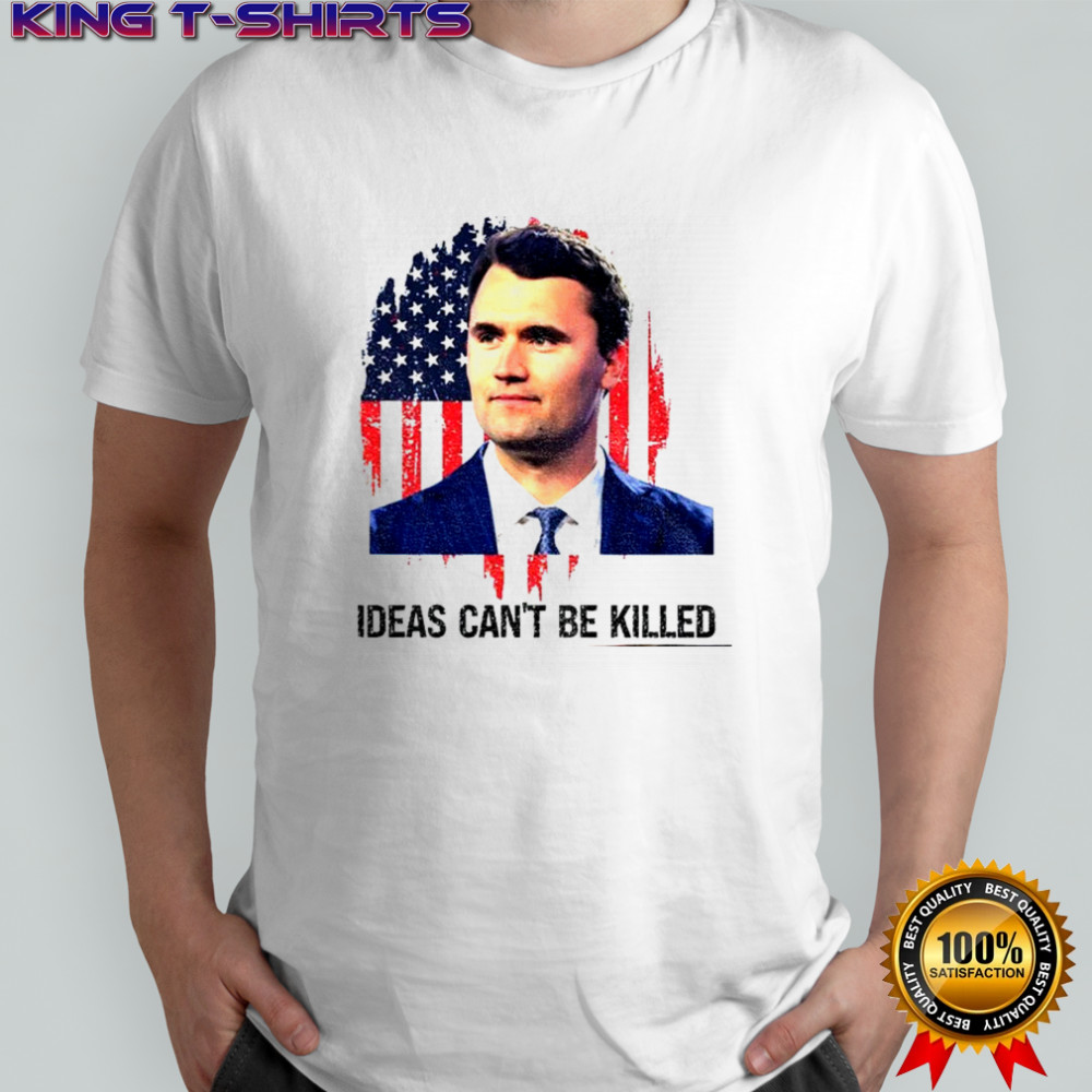 Charlie Kirk photo Ideas Can’t Be Killed American flag political shirt