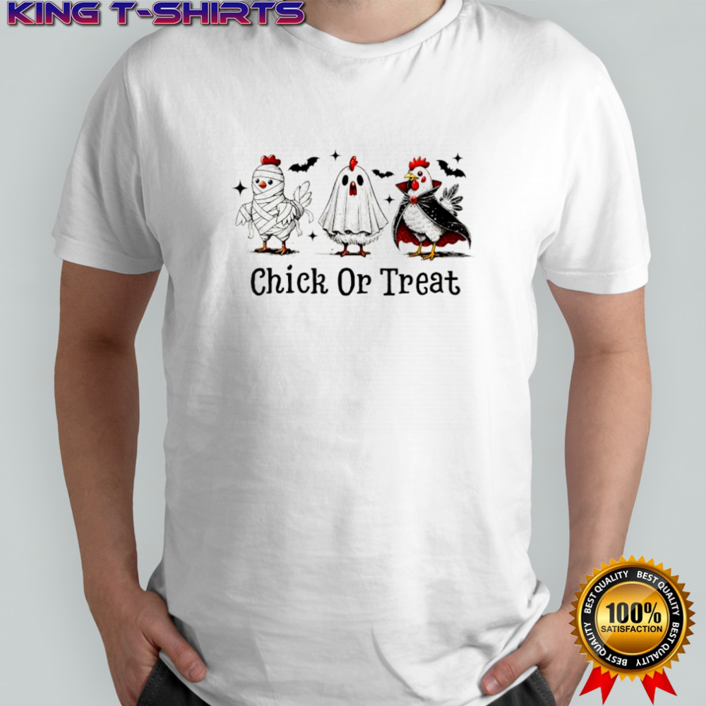 Chick Or Treat Funny Halloween Witch Spooky Cute Chicken shirt