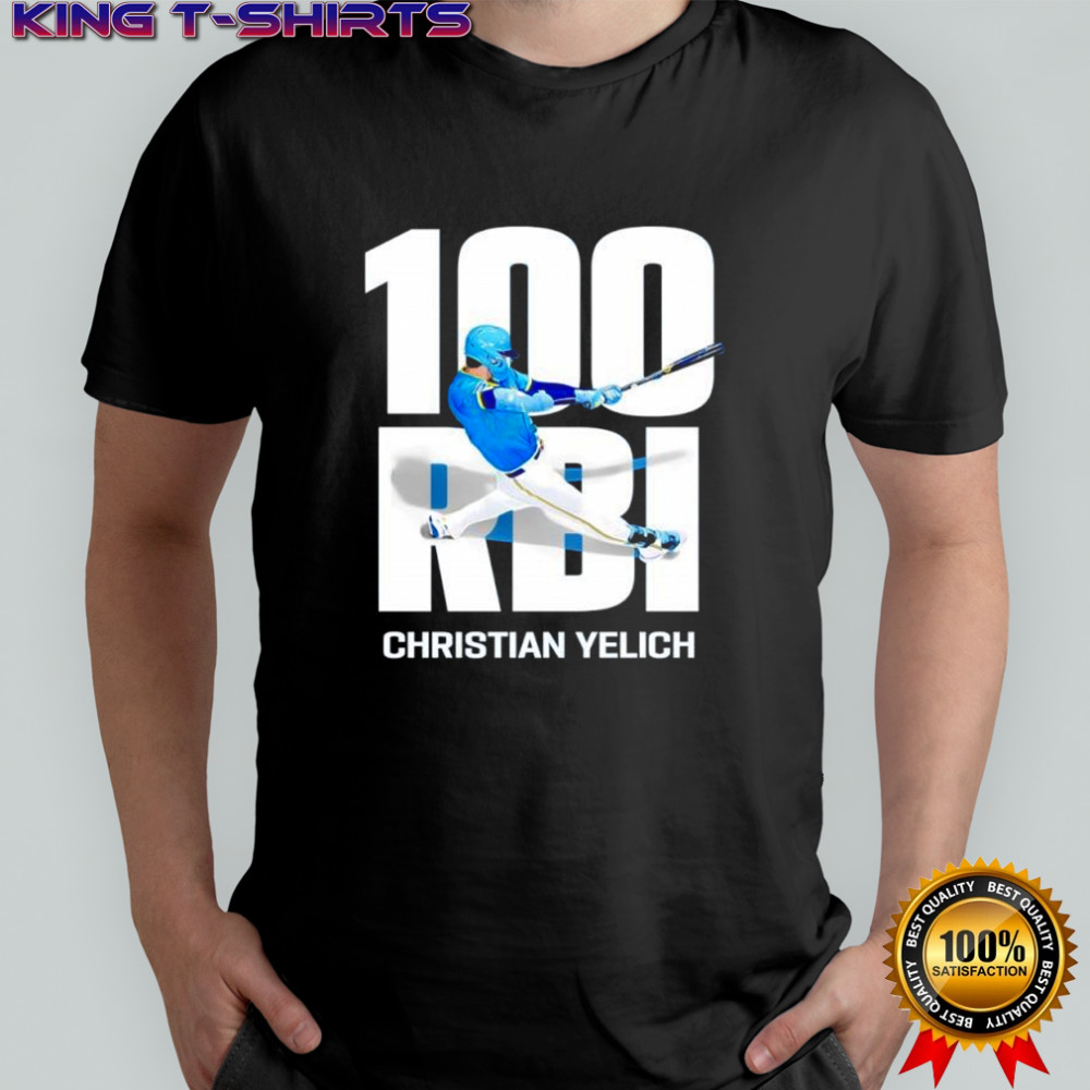 Christian Yelich Milwaukee Brewers baseball Back in the 100 club shirt
