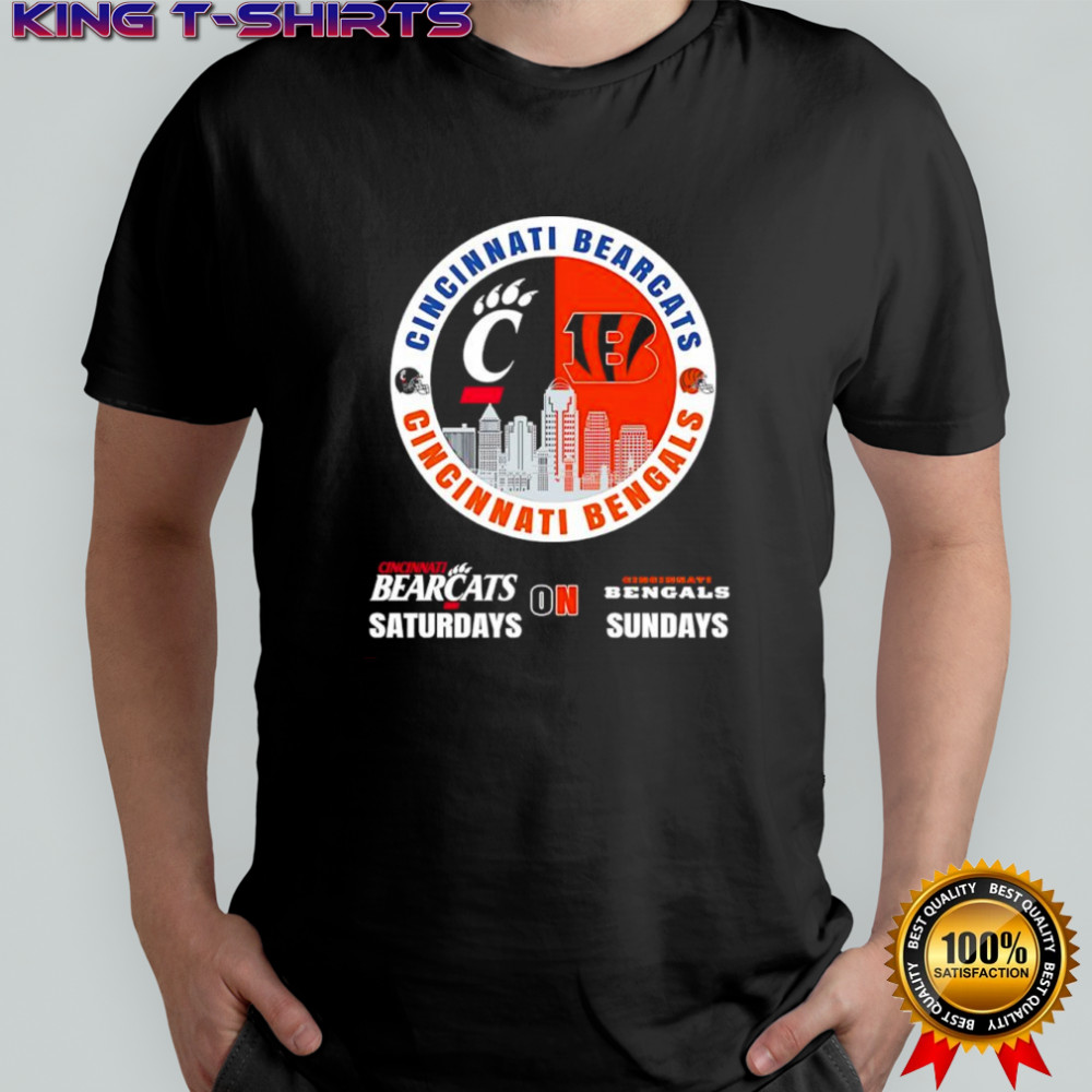 Cincinnati Bearcats Saturdays on Cincinnati Bengals Sundays helmet logo shirt