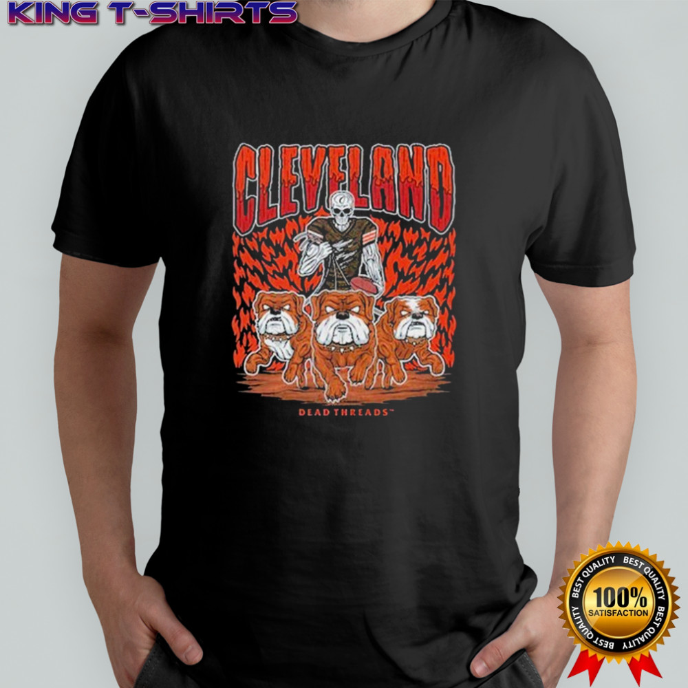 Cleveland Browns Dead Threads Skeleton Bulldogs T-shirt