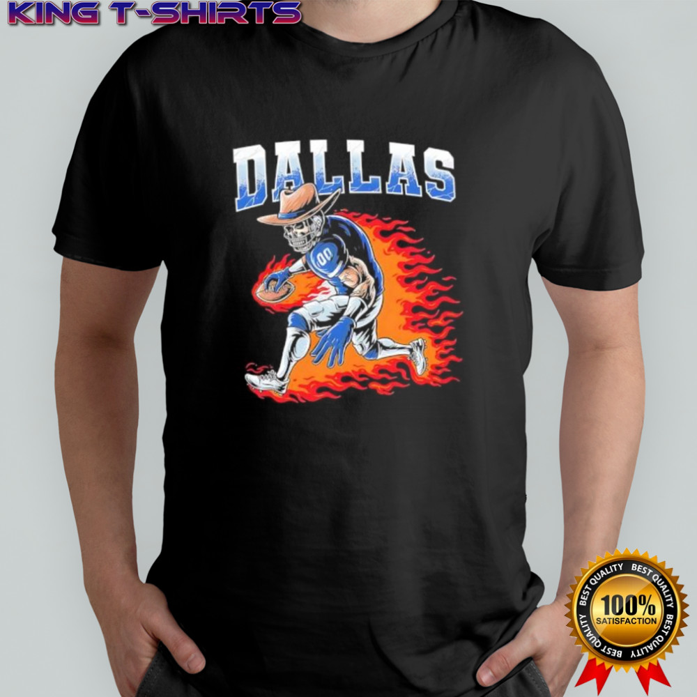 Dallas Football flaming cowboy skeleton player shirt