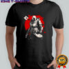 Dark armored soldier with ghost drone red circle grunge warrior shirt