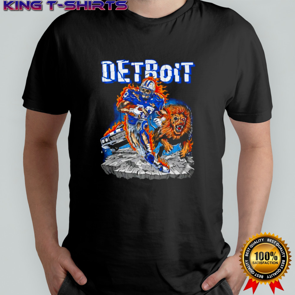 Detroit Lions football Zombie player lion burning graphic shirt