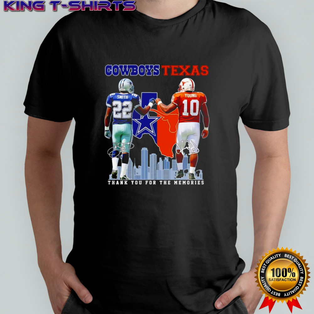 Emmitt Smith Dallas Cowboys and Vince Young Texas Longhorns City Skyline shirt