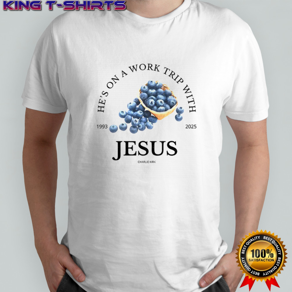 Erika Kirk Blueberry he’s on a work trip with Jesus Charlie Kirk memorial shirt