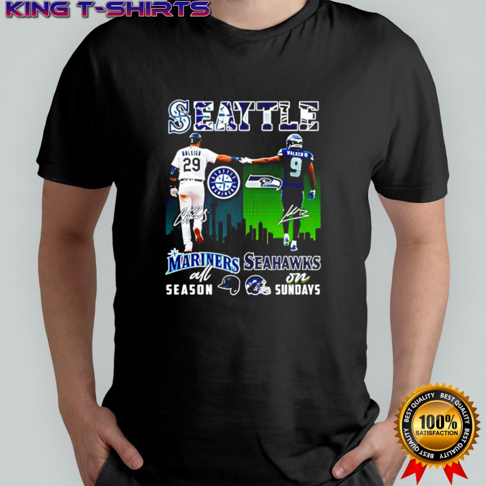 Eugenio Suárez Seattle Mariners all season x Kenneth Walker III Seattle Seahawks on Sundays signatures shirt