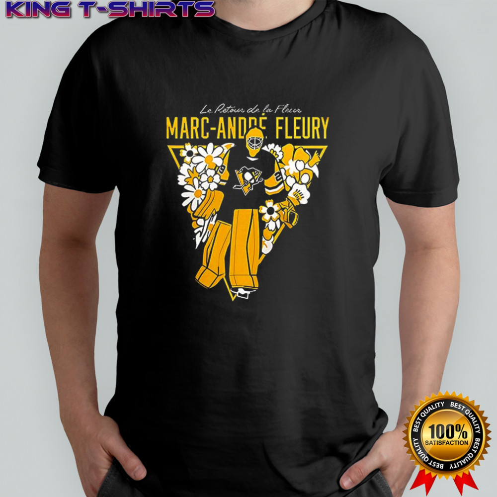 Flower Forever Pittsburgh Penguins Marc-Andre Fleury signature two-sided T-shirt