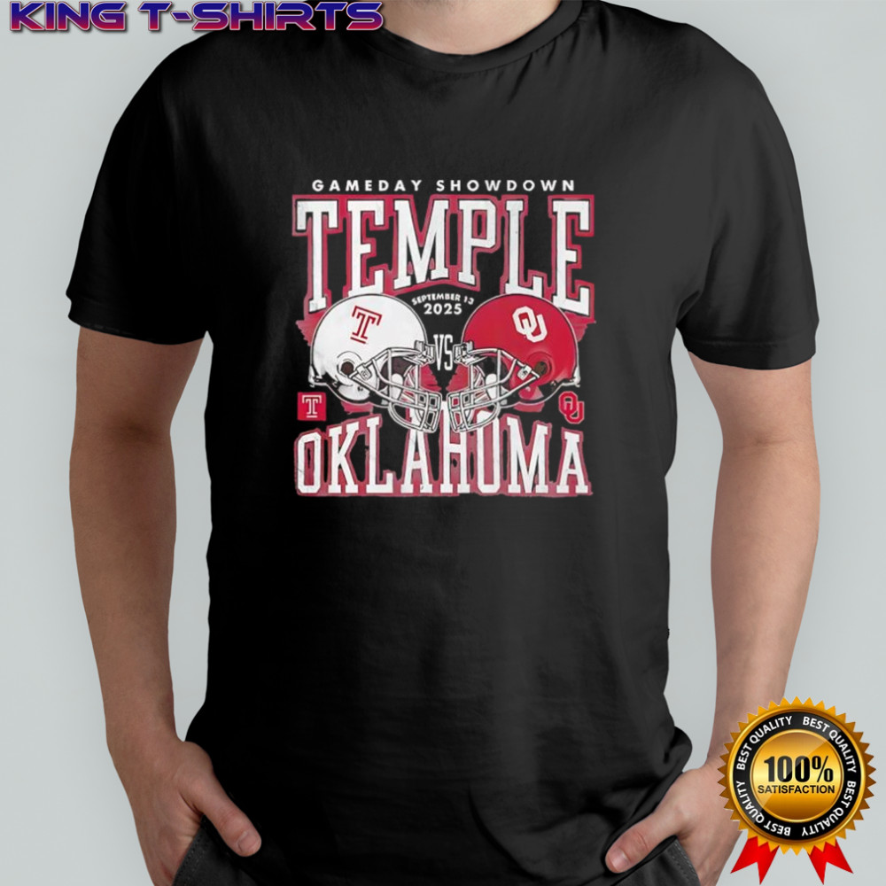 Gameday Showdown Temple Owls vs Oklahoma Sooners football helmet 2025 shirt