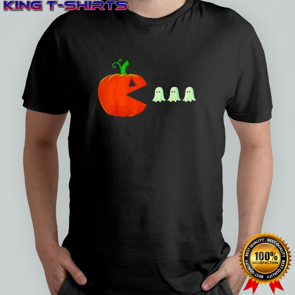 Ghost Eating Pumpkin Cool Spooky Halloween shirt
