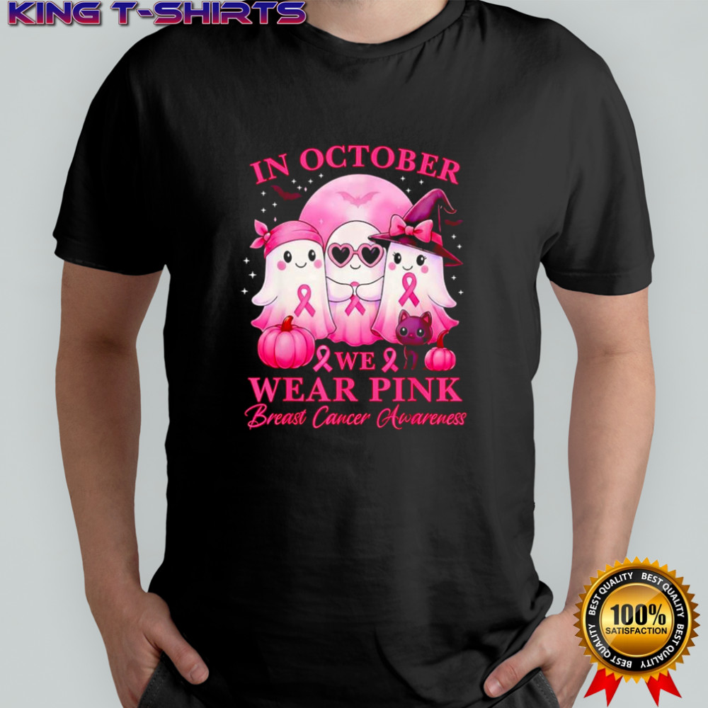 Ghost In october we wear pink breast cancer awareness Halloween shirt