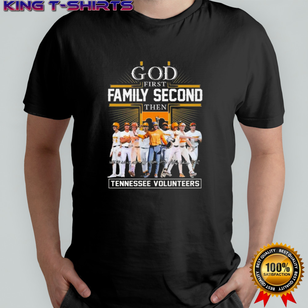 God First Family Second Then Tennessee Volunteers Players Signatures 2025 Shirt