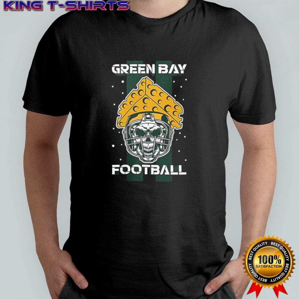 Green Bay Football Skull Wearing Cheesehead Helmet Grunge shirt