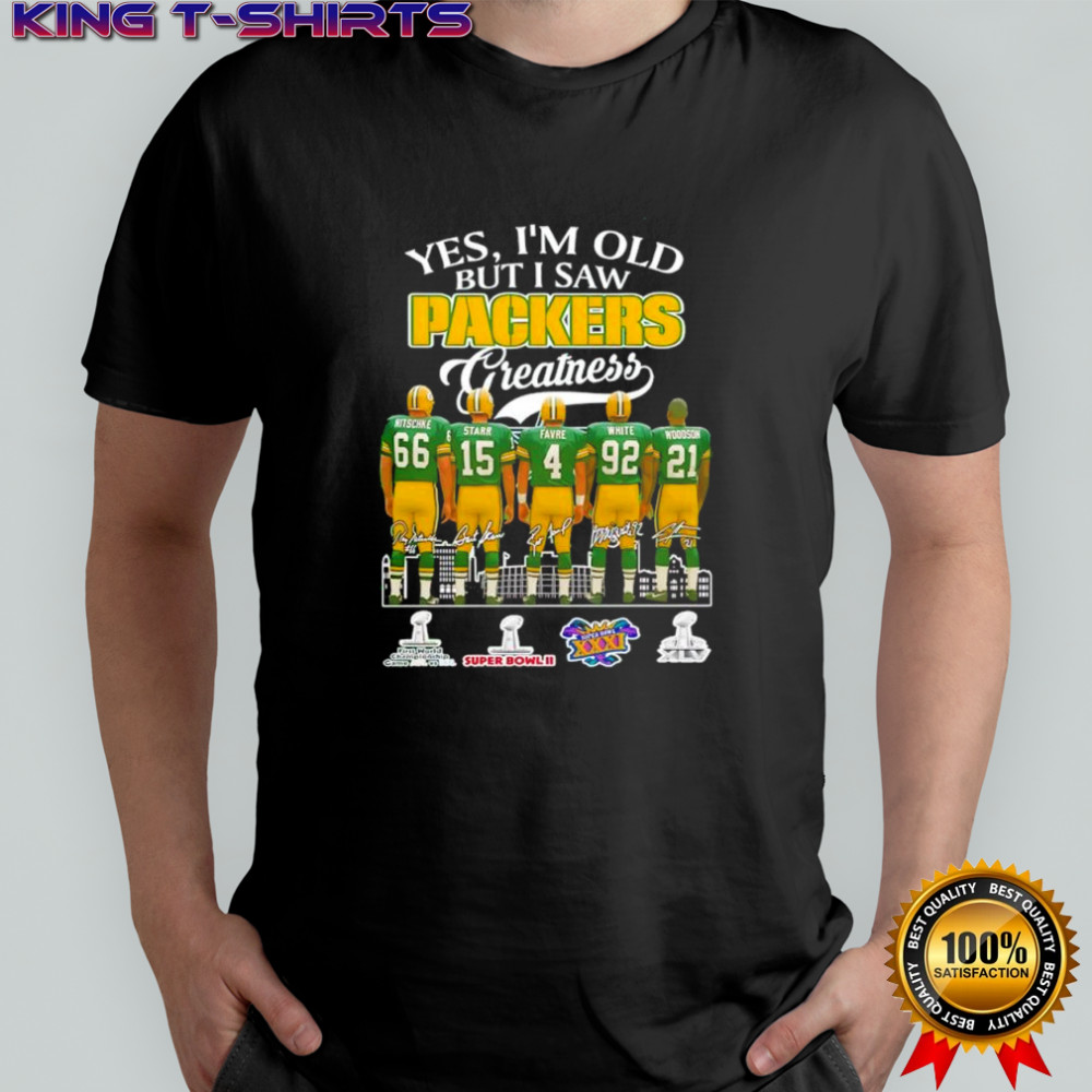 Green Bay Packers Yes i’m old but i saw Packers Greatness Super Bowl signatures shirt