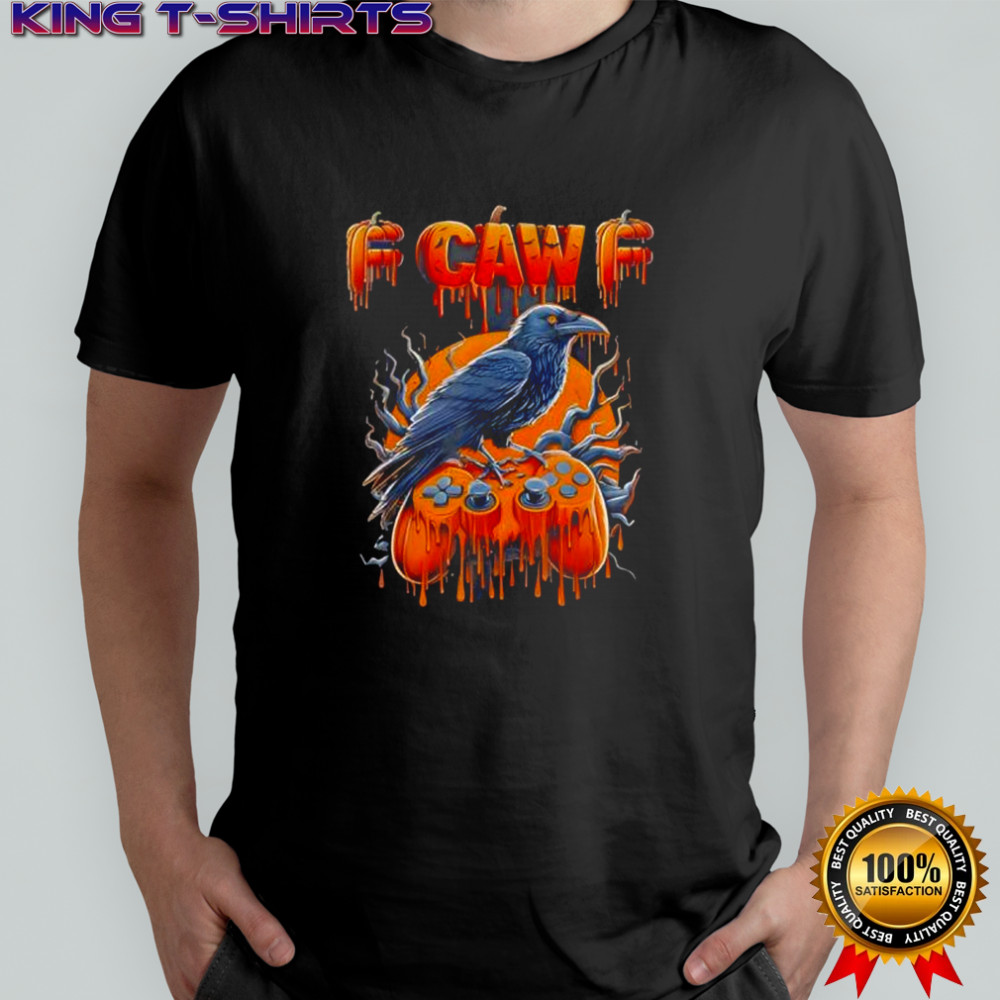 Halloween Gamer Pumpkin Dripping Gaming Crow Raven Bird Drip shirt