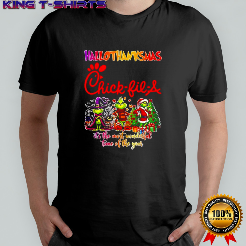 Happy Hallothanksmas Chick Fil A x Grinch it’s the most wonderful time of the year shirt