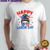Happy Labor Day Messy Bun USA Flag shirt