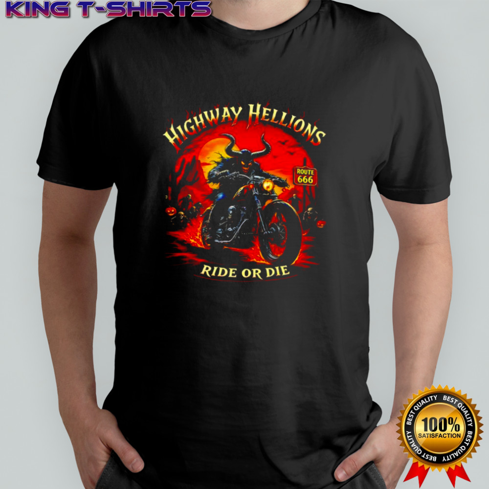 Highway Hellions Halloween ride or die Biker Route 666 shirt