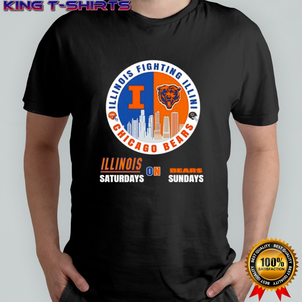 Illinois Fighting Illini Saturdays on Chicago Bears Sundays helmet logo shirt