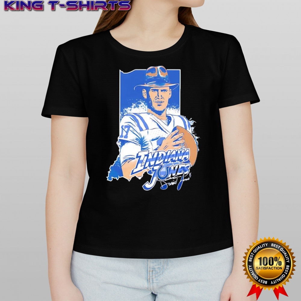 Indianapolis Colts Indiana Jones & Daniel Jones Peyton Manning poster signature shirt