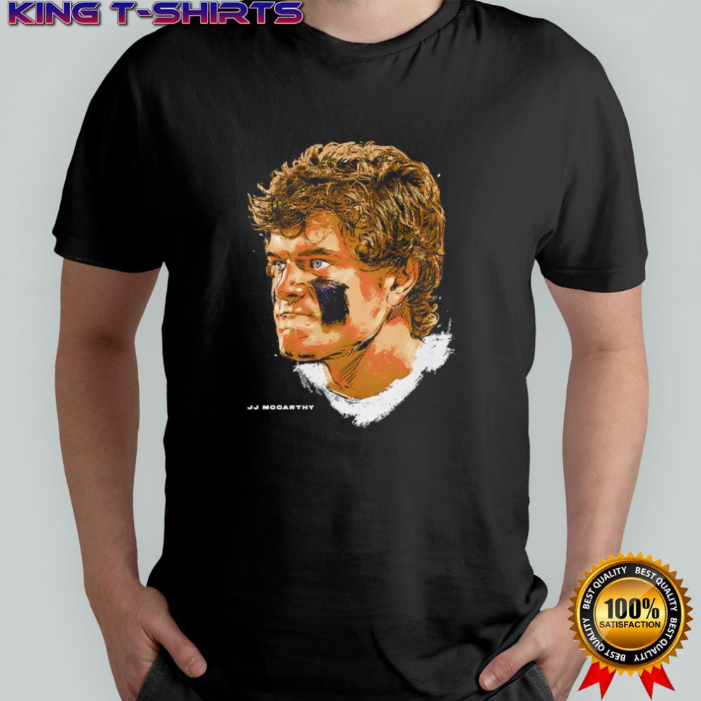 J.J. McCarthy Minnesota Viking NFL game big face shirt