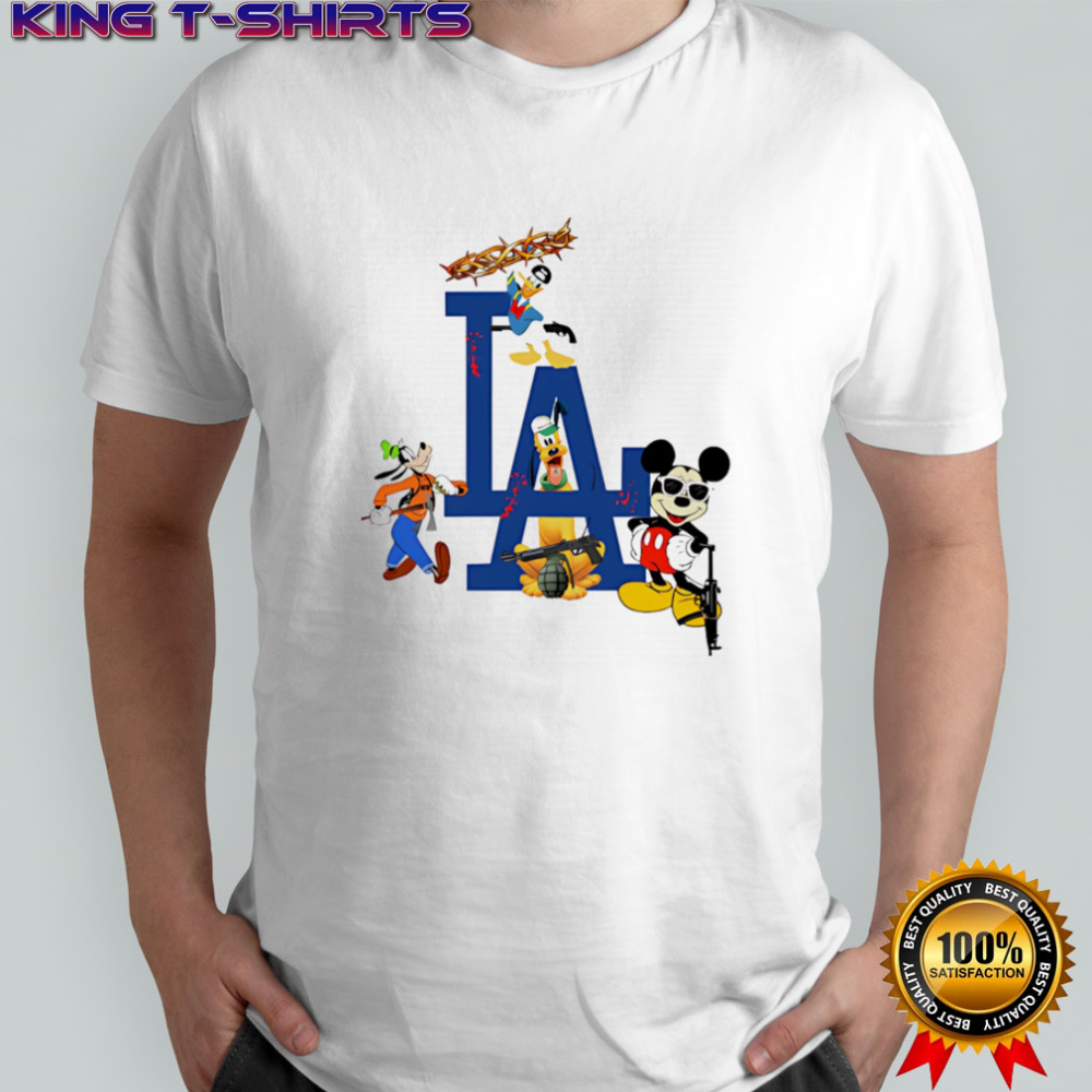 Los Angeles Dodgers Disney cartoon character mashup shirt