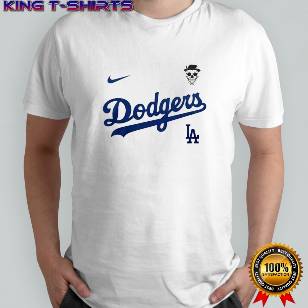 Los Angeles Dodgers official logo with Latino Heritage LA shirt