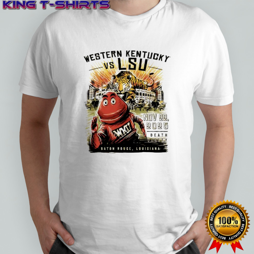 LSU Tigers vs Western Kentucky gameday 2025 mascot shirt