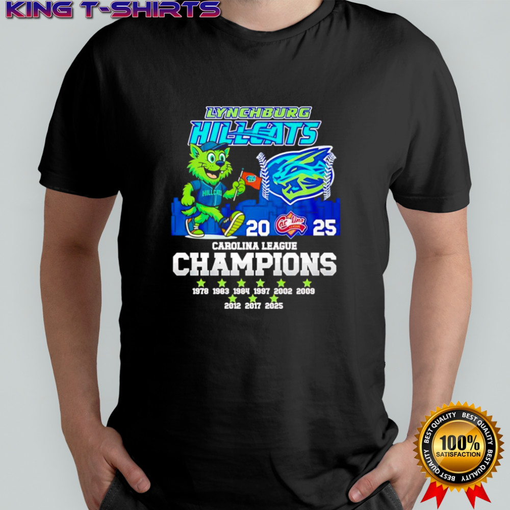 Lynchburg Hillcats 2025 Carolina League Champions mascot shirt