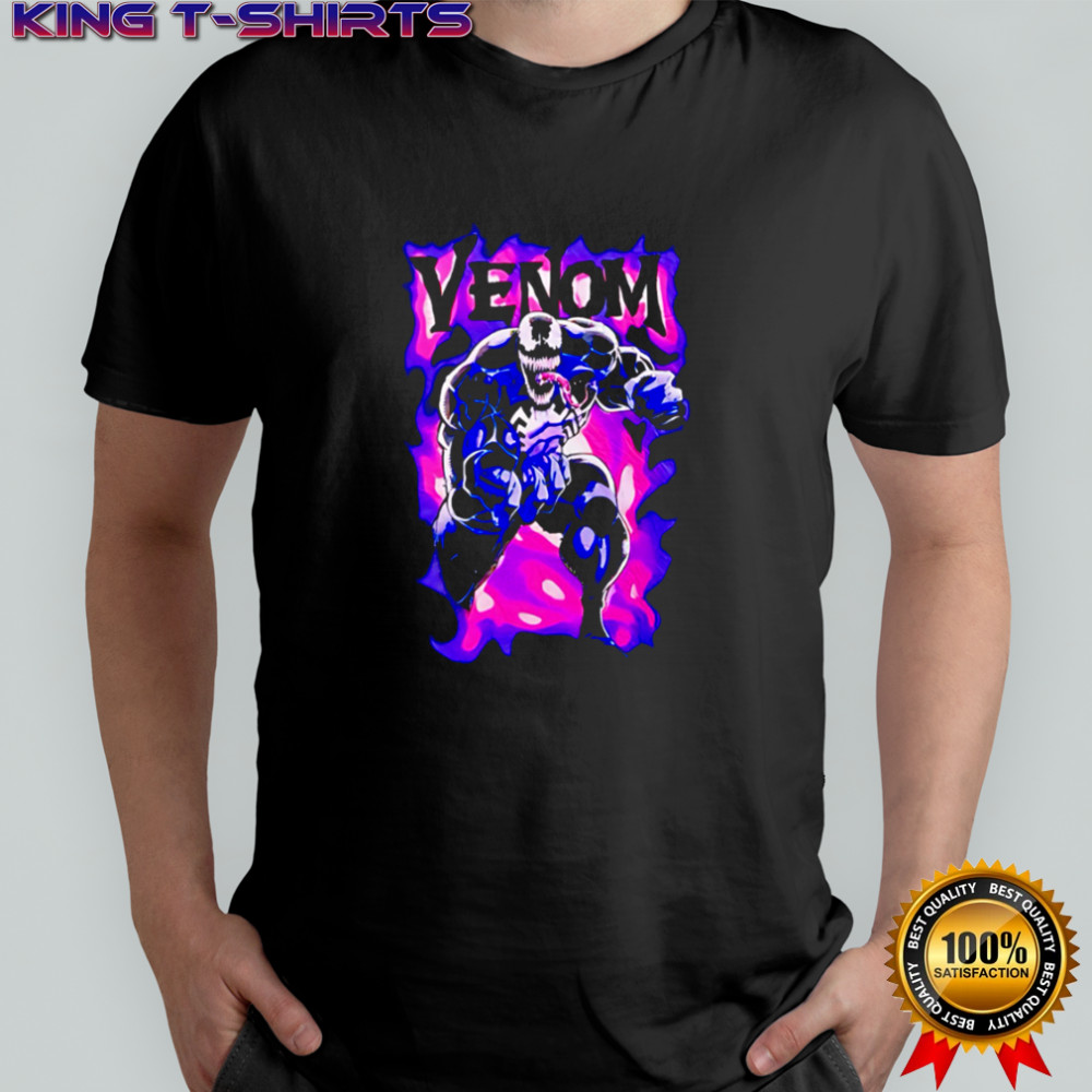 Marvel Comics Venom Purple and Pink Flames shirt