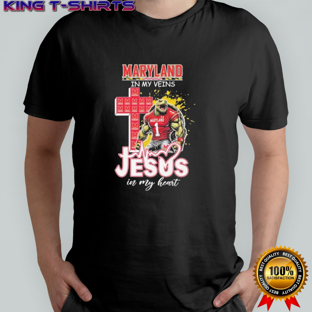 Maryland Terrapins In My Veins Jesus In My Heart Mascot T-shirt