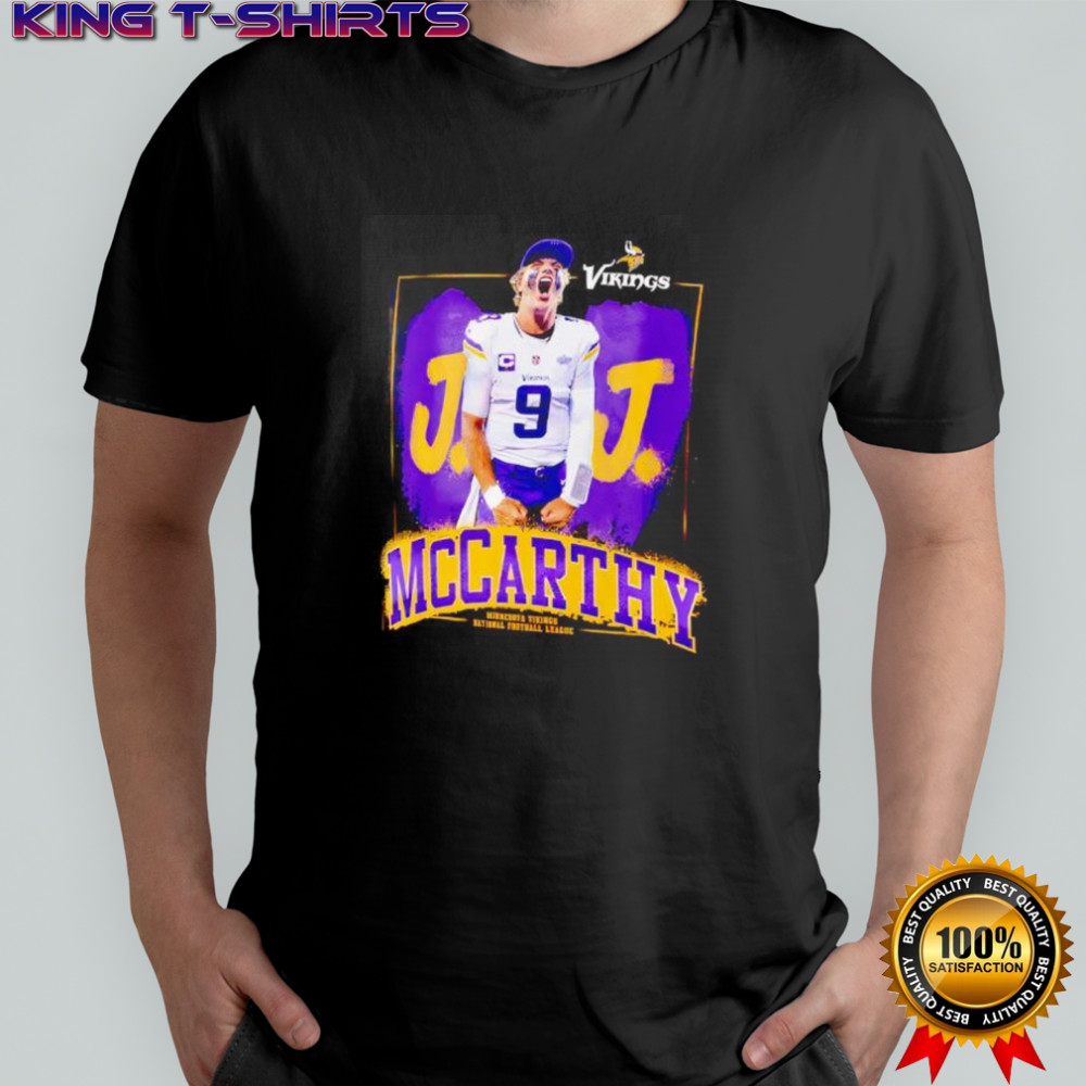 Minnesota Vikings JJ McCarthy Black Player graphic shirt