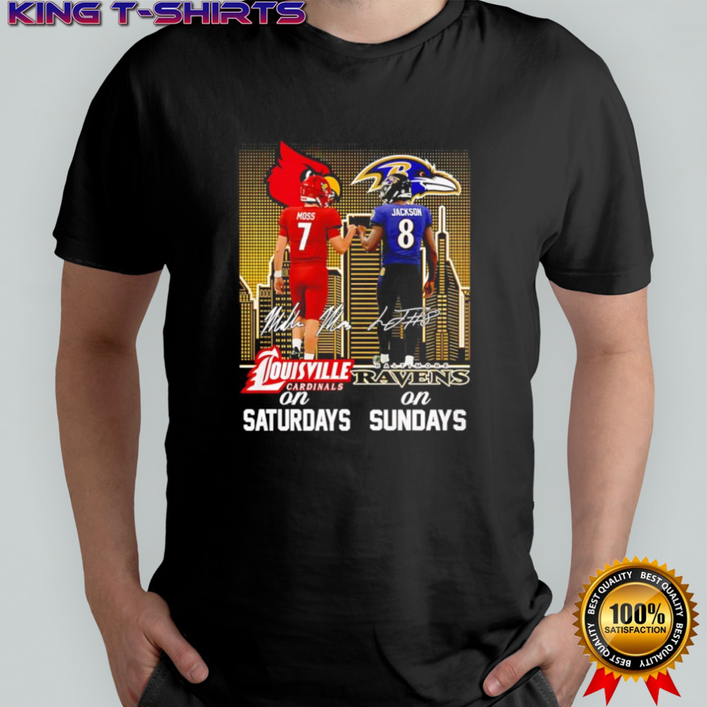 Moss and Jackson Louisville Cardinals on Saturdays Baltimore Ravens on Sundays shirt