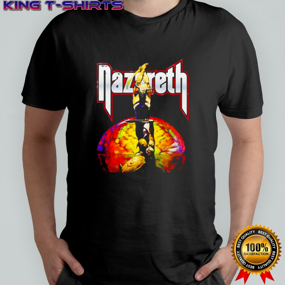 Nazareth heavy etal demon warrior with horns sword battle shirt Nazareth heavy etal demon warrior with horns sword battle shirt