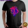 Neon red knight with sword and cape futuristic cyberpunk warrior graphic shirt