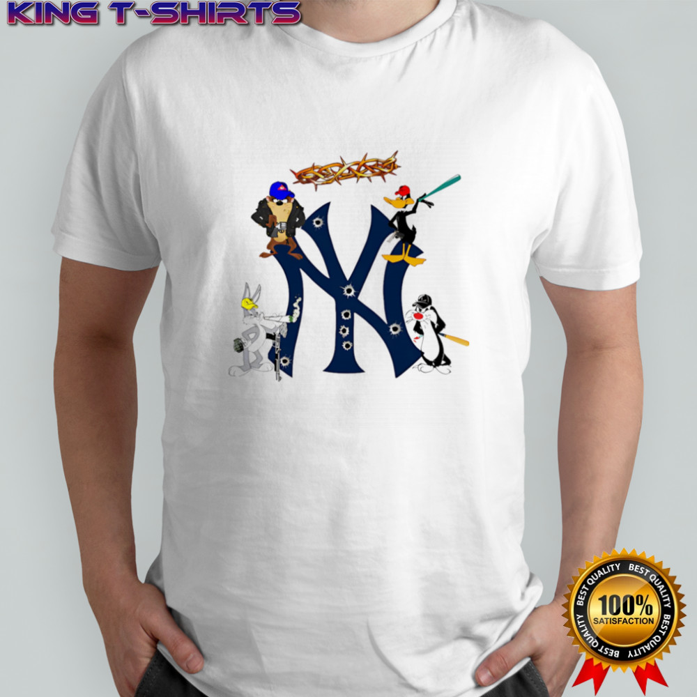 New York Yankees Looney Tunes cartoon character mashup shirt