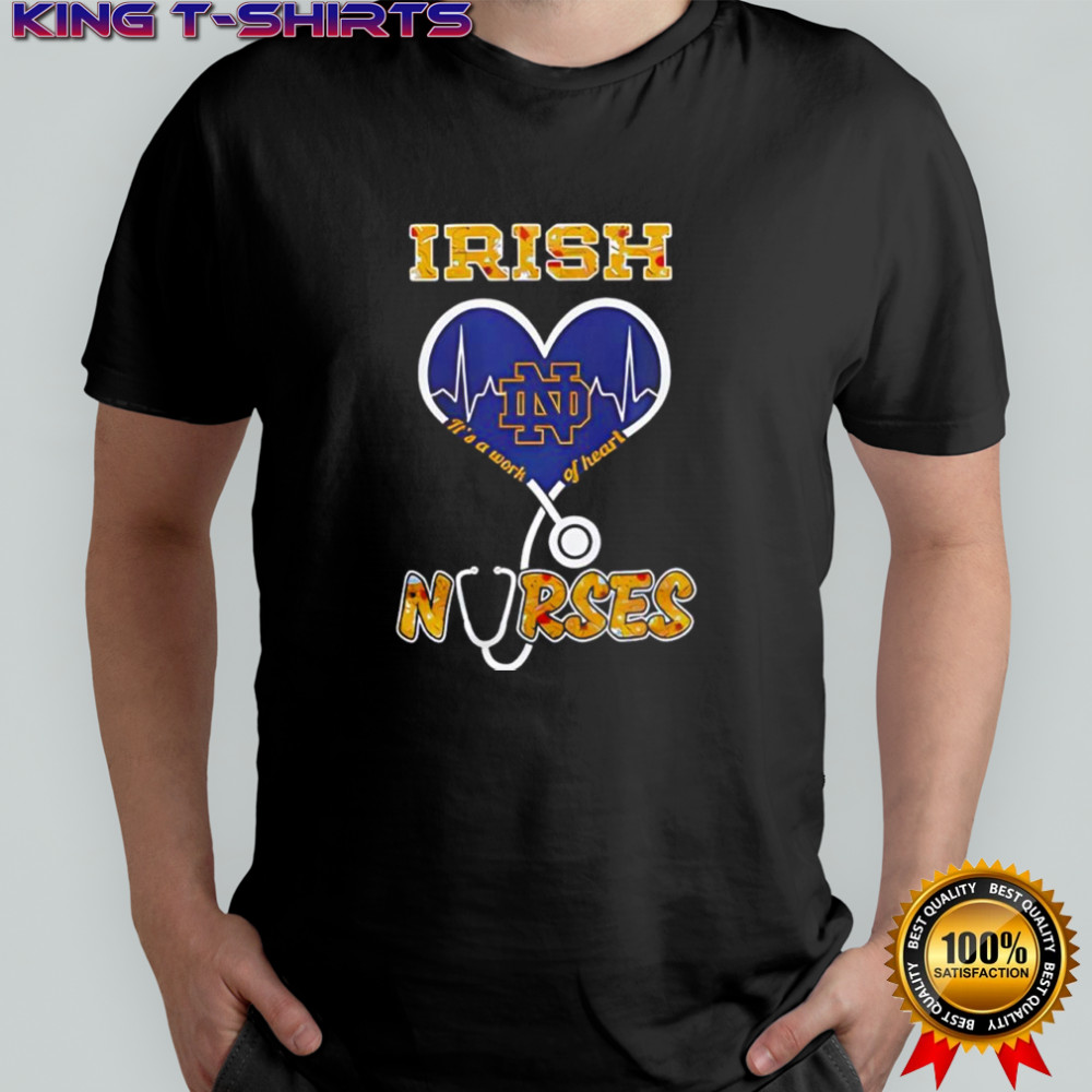 Notre Dame Irish Nurses it’s a work of heart heartbeat logo shirt