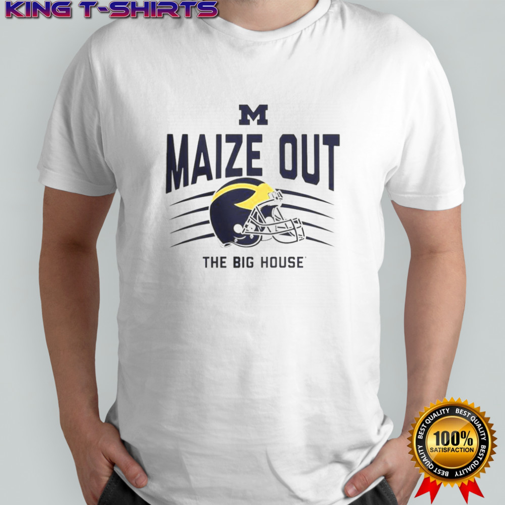 Official Michigan Wolverines Maize Out The Big House Scratch Helmet T-Shirt