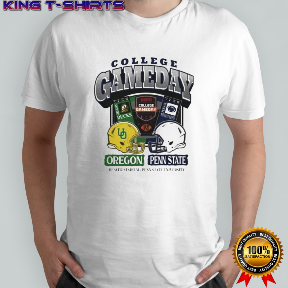 Oregon Ducks Vs Penn State Nittany Lions 2025 College GameDay Helmet T-Shirt