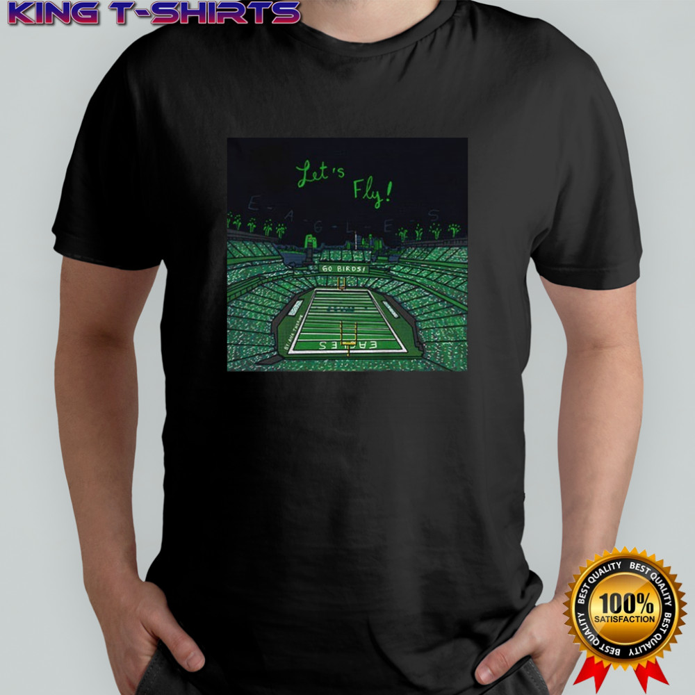 Philadelphia Eagles Football NFL Stadium Let’s Fly Go Birds cartoon shirt