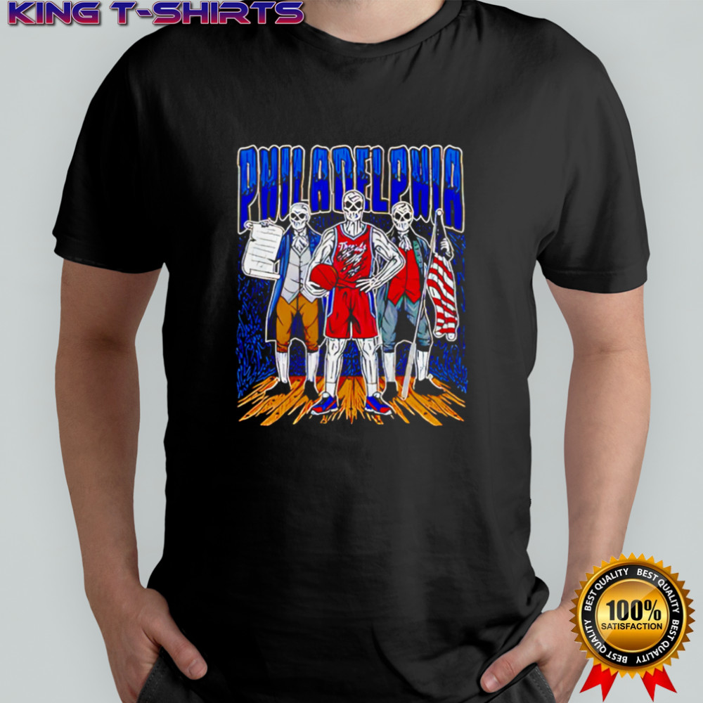 Philadelphia Skeleton Basketball Player with Founding Fathers shirt