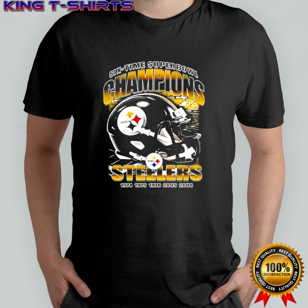 Pittsburgh Steelers six time Super Bowl Champions helmet retro shirt