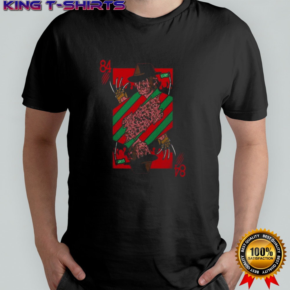 Premium Scary Freddy Krueger 84 Nightmare On Elm Street Horror Card T-Shirt
