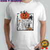 Pumpkin Skeleton Drinking Coffee happy Halloween shirt