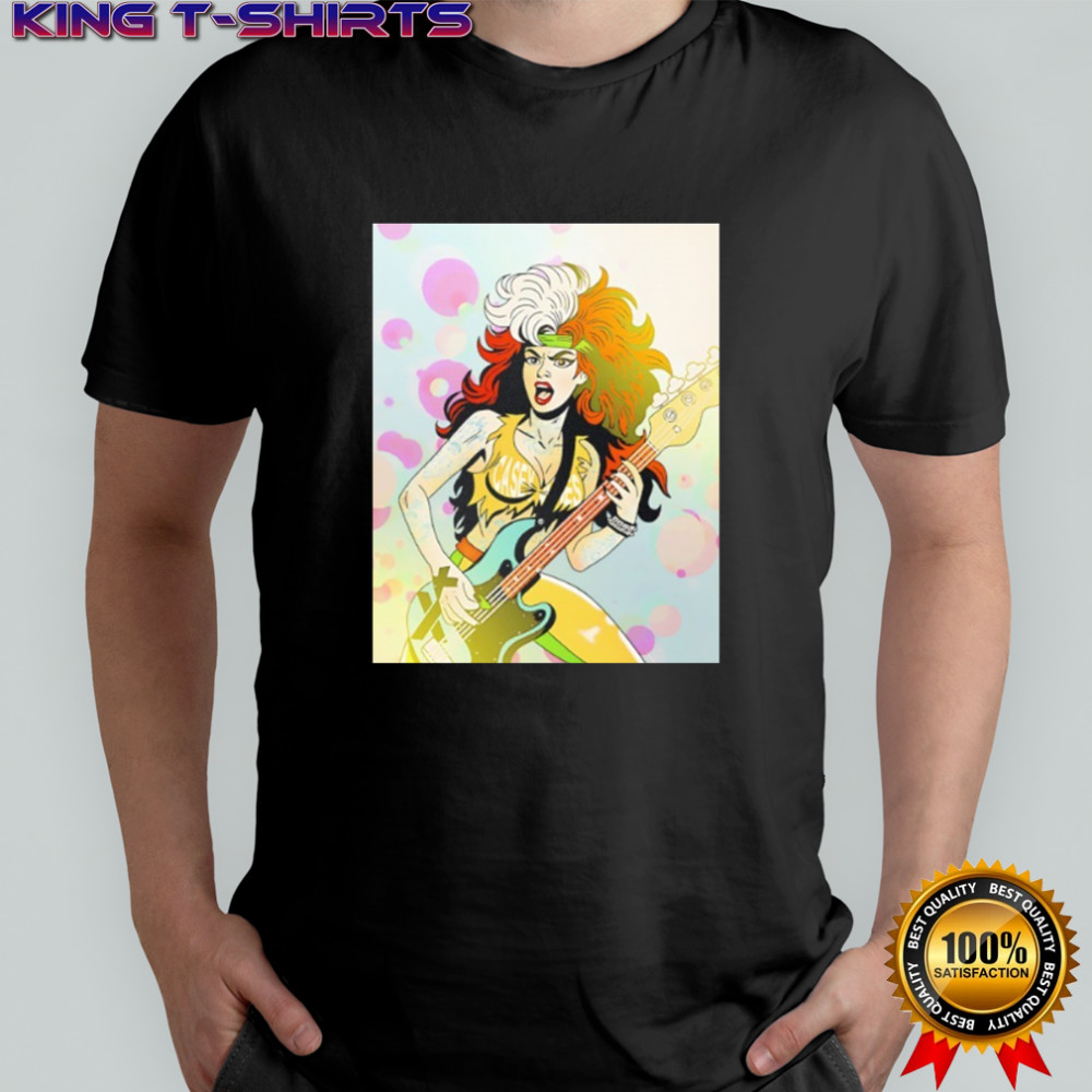 Punk bass player inspired by Rogue from the X men shirt