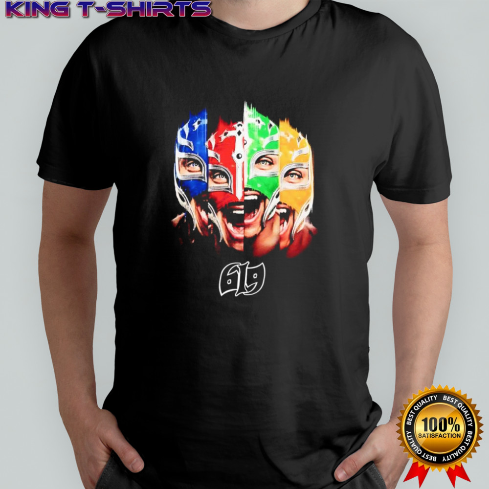 Rey Mysterio WWE big face collage vintage shirt
