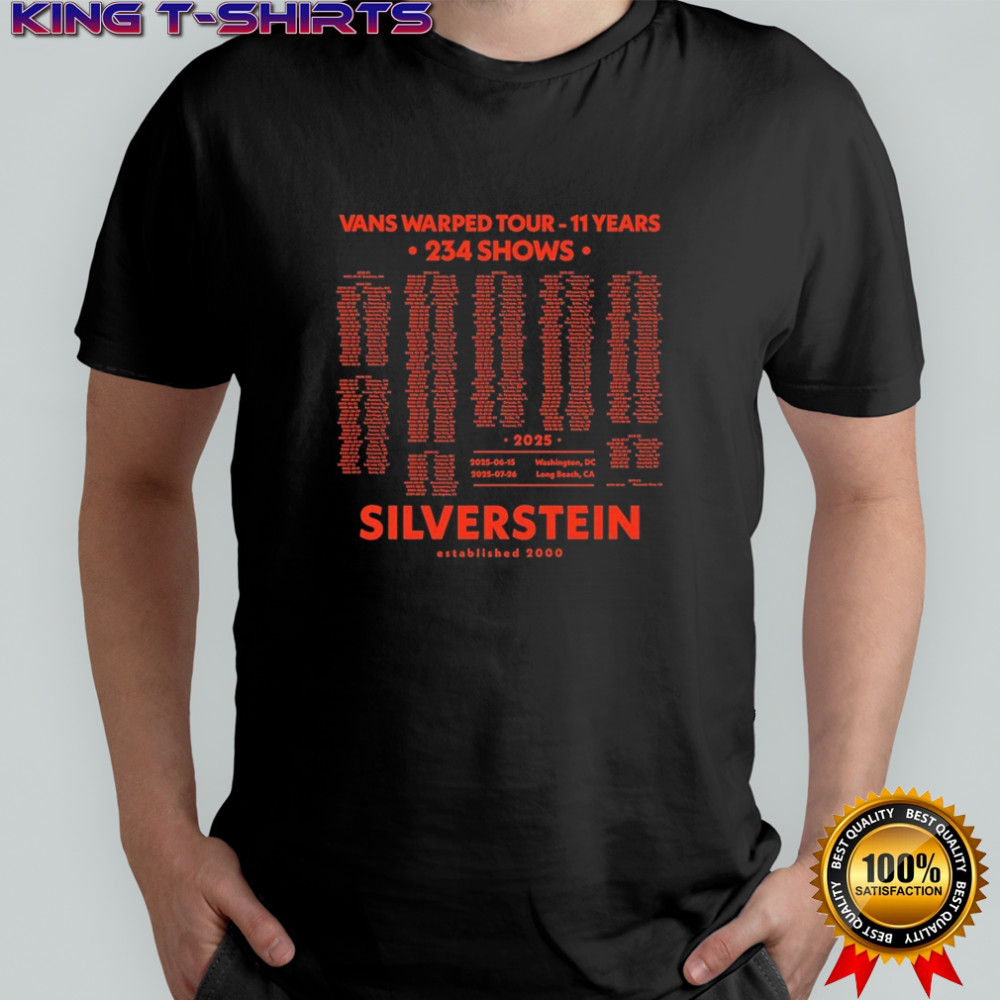 Silverstein Vans Tour 11 Years 234 Shows Warped II Years 2025 T-shirt