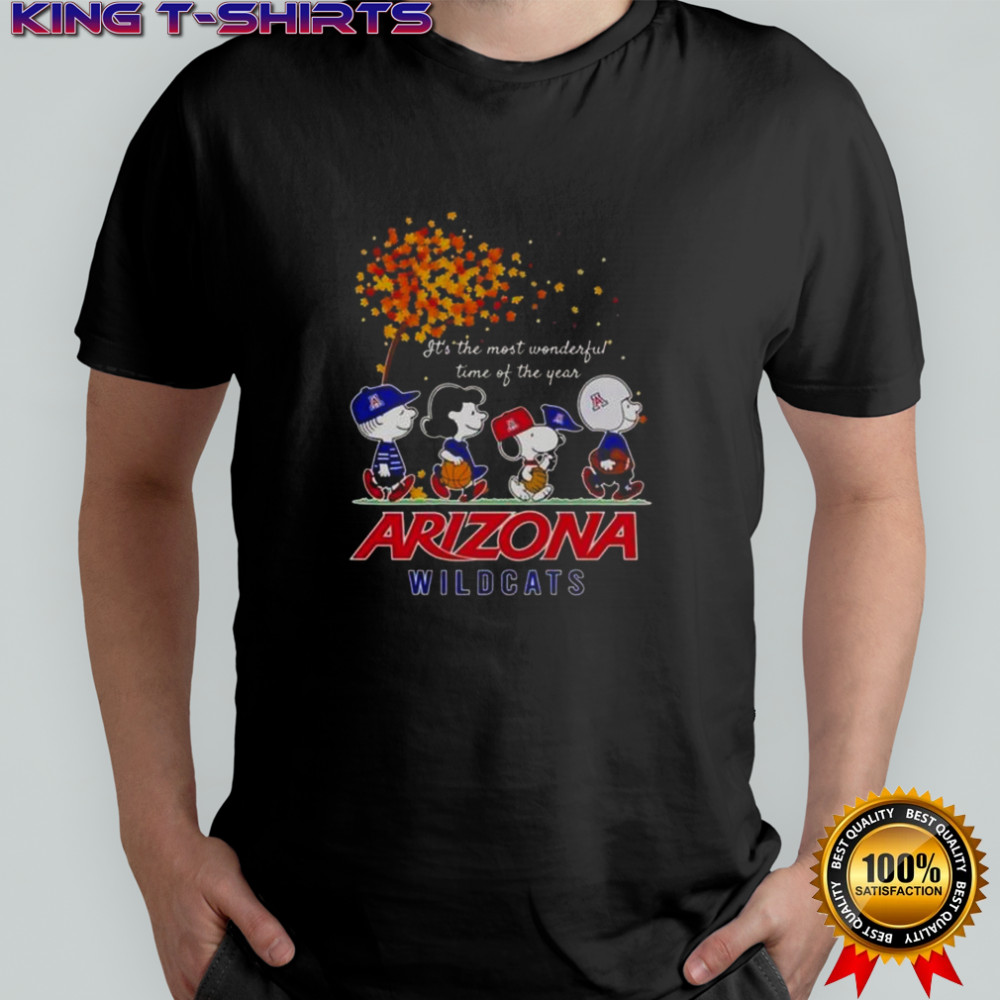 Snoopy And Friends X Arizona Wildcats Sports Team It’s The Most Wonderful Time Of The Year Autumn T-Shirt