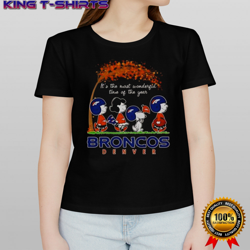 Snoopy And Friends X Broncos Denver Sports Team It’s The Most Wonderful Time Of The Year Autumn T-Shirt