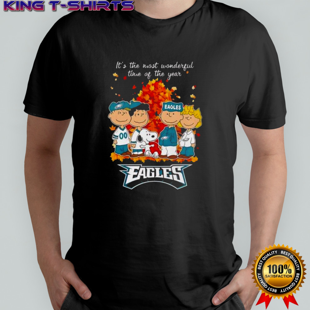 Snoopy And Friends X Philadelphia Eagles It’s The Most Wonderful Time Of The Year Autumn T-Shirt